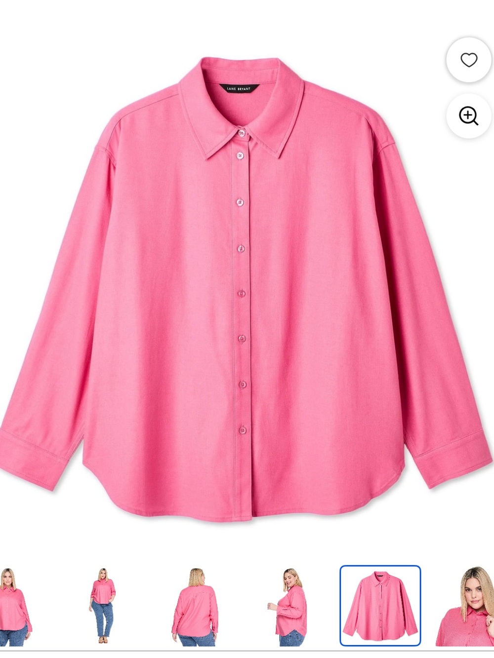 Lane Bryant Pink Button-Front Collared Shirt